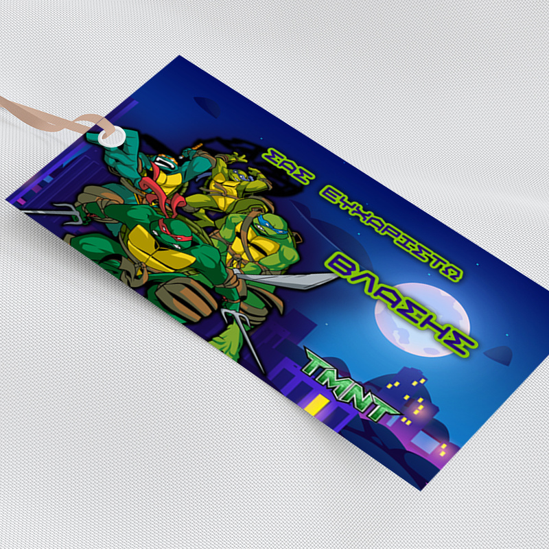 Ετικέτα δώρου χάρτινη με όνομα Χελωνονιντζάκια / 5τμχ