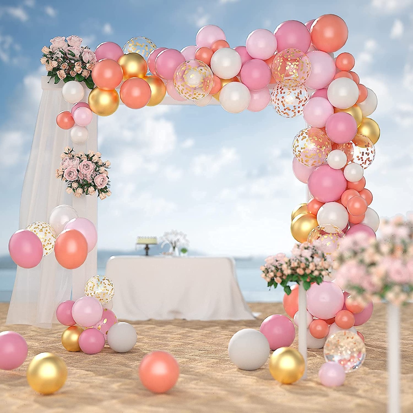 DIY Γιρλάντα Μπαλονιών Rosegold Confetti / 140 Μπαλόνια - Image 3