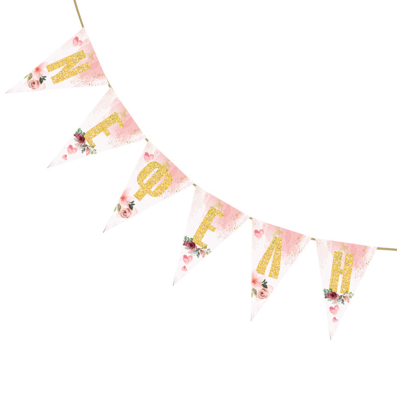 Σημαιάκια με όνομα 1st Birthday girl τρίγωνα