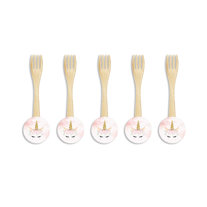 Ξύλινα Πιρουνάκια με όνομα Unicorn / 8τμχ