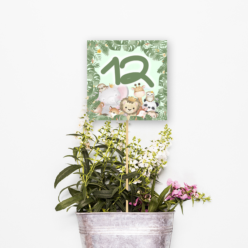 Αρίθμηση τραπεζιού Ζωάκια ζούγκλας τετράγωνο