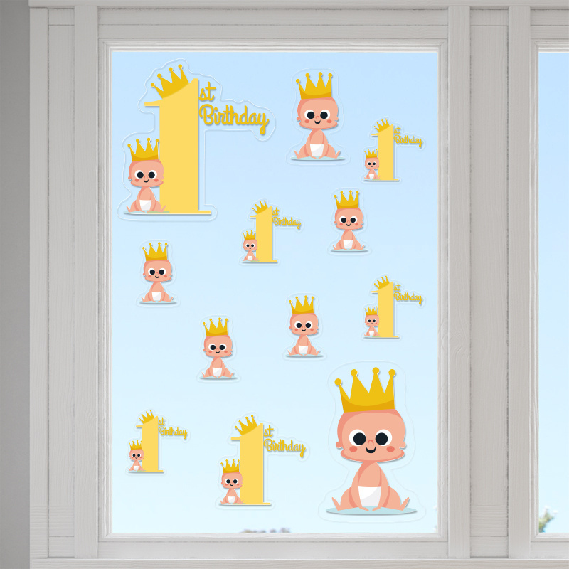 Αυτοκόλλητα τζαμιού 1st Birthday Boy /10 τμχ