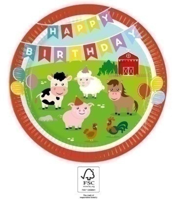 Πιάτα χάρτινα φαγητού Ζωάκια Φάρμας Barnyard / 8 τεμ