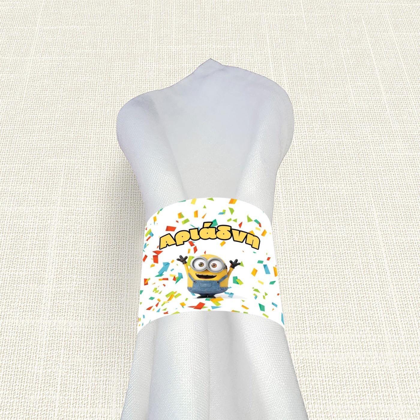 Δαχτυλίδι πετσέτας χάρτινο με όνομα Minions