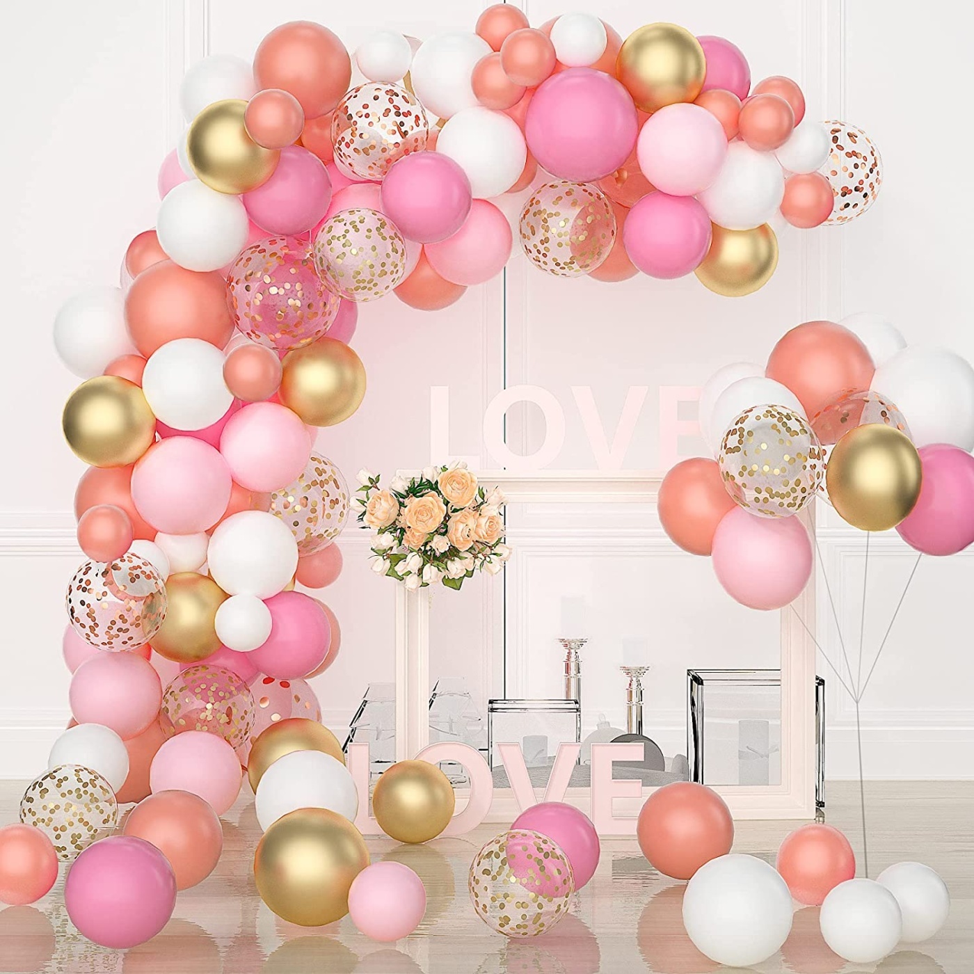 DIY Γιρλάντα Μπαλονιών Rosegold Confetti / 140 Μπαλόνια - Image 2