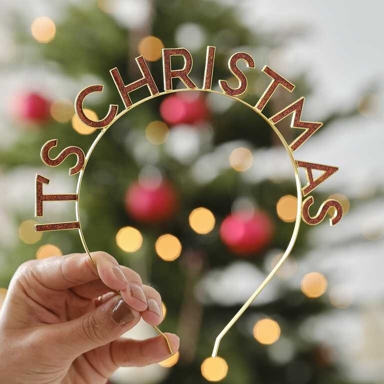 Στέκα It's Christmas σε κόκκινο με χρυσό