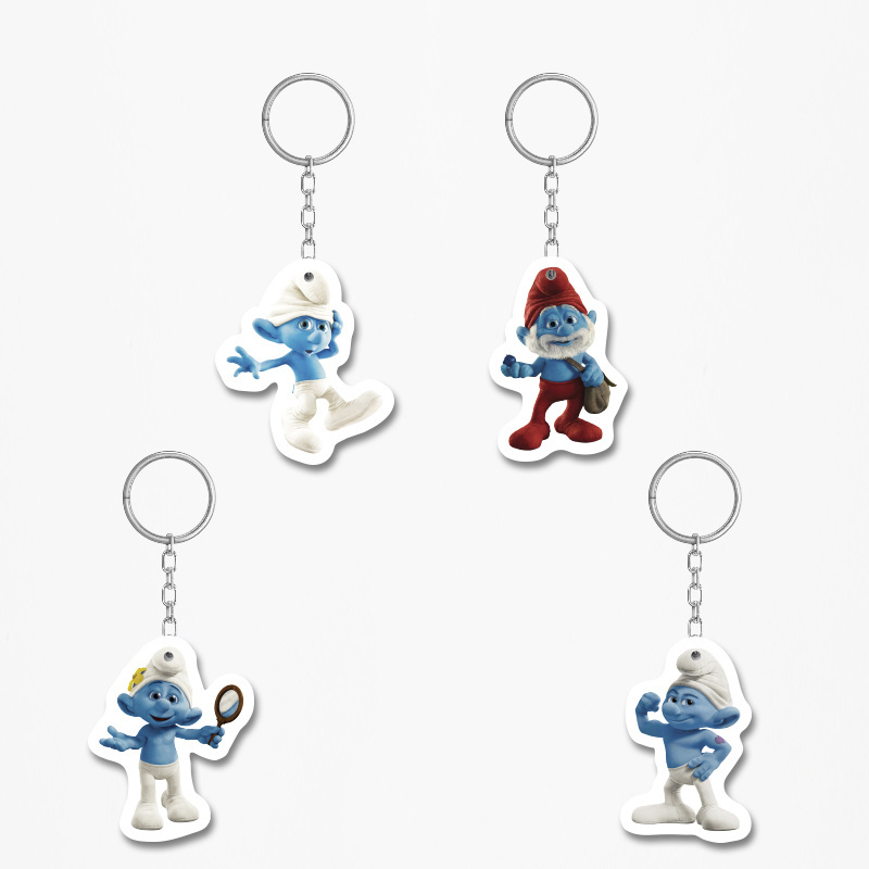 Ξύλινα Μπρελόκ Στρουμφάκια 5cm/ 4τμχ