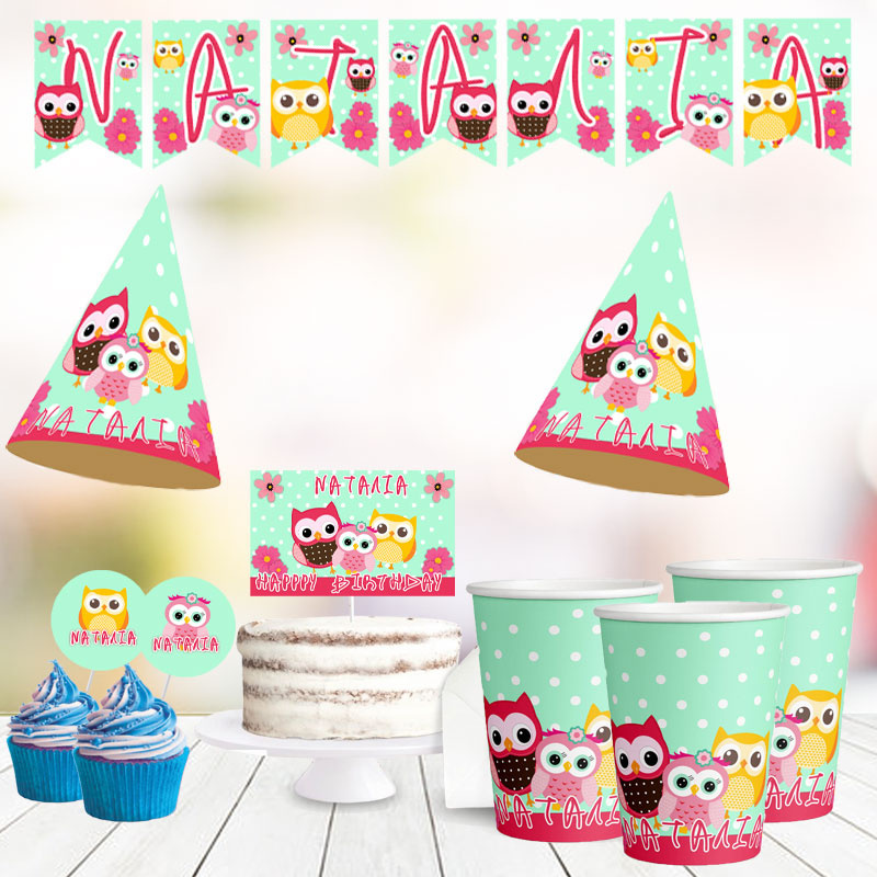 Σετ πάρτυ με όνομα Κουκουβάγια / 8 ατόμων