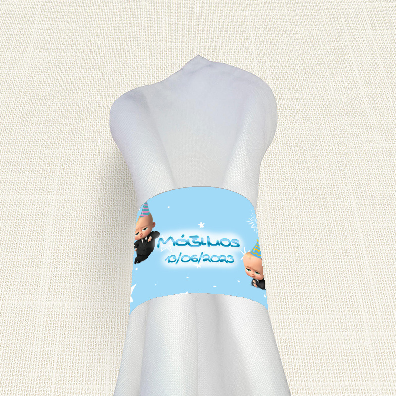 Δαχτυλίδι πετσέτας χάρτινο με όνομα Baby Boss