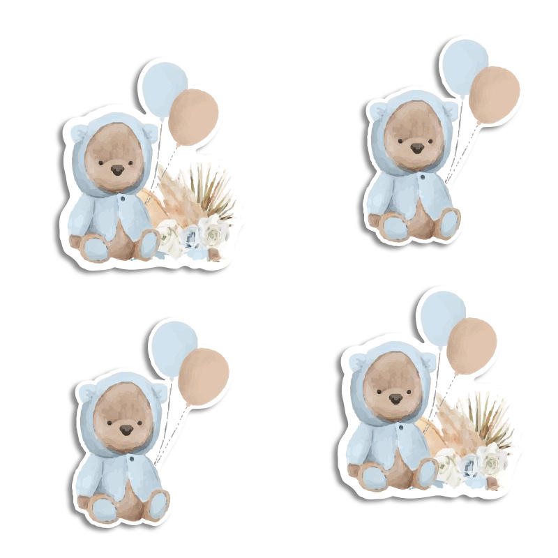Αυτοκόλλητα Αρκουδάκι για Αγόρι 10cm / 8τμχ