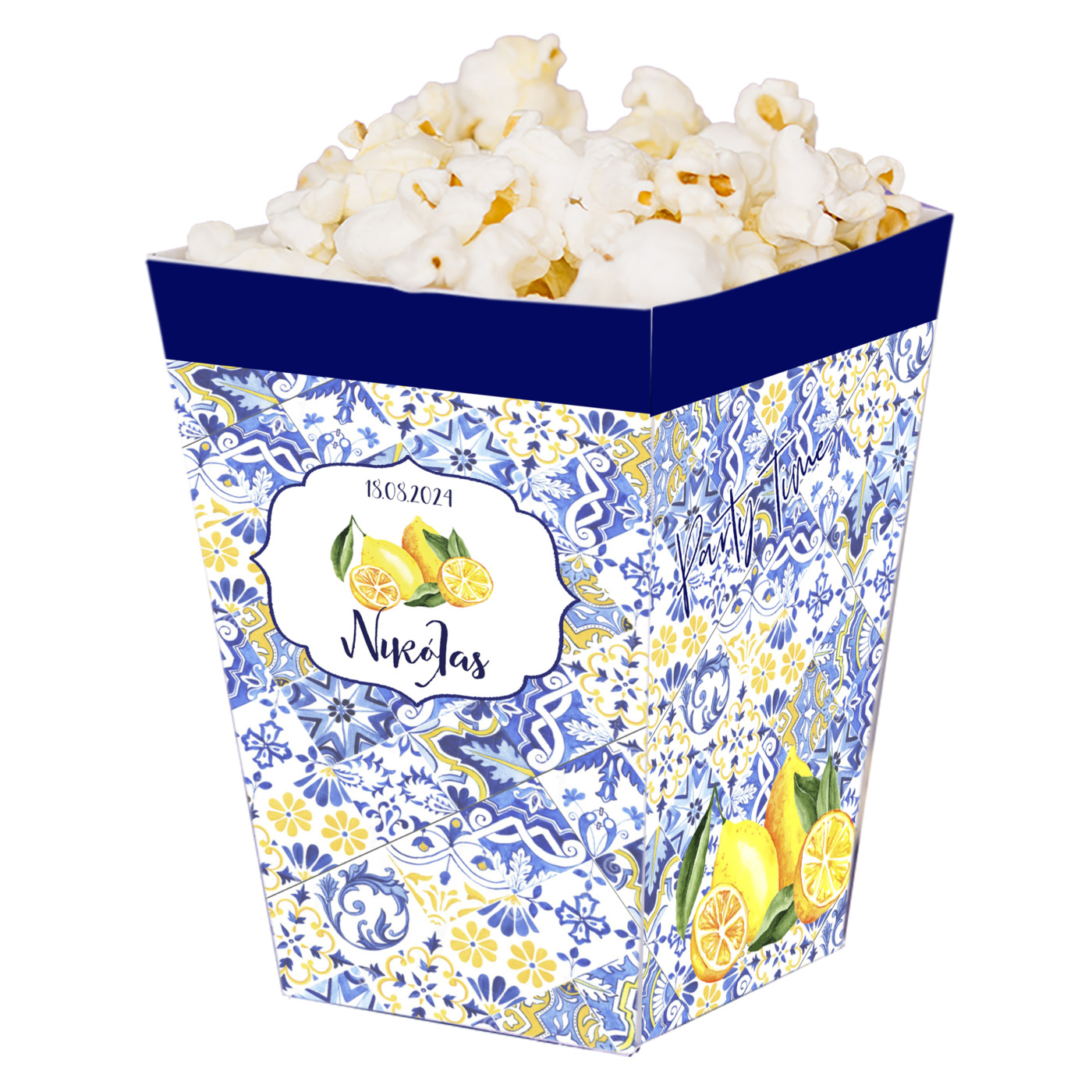 Κουτί Pop Corn με όνομα Λεμόνι 15cmx9cmx9cm