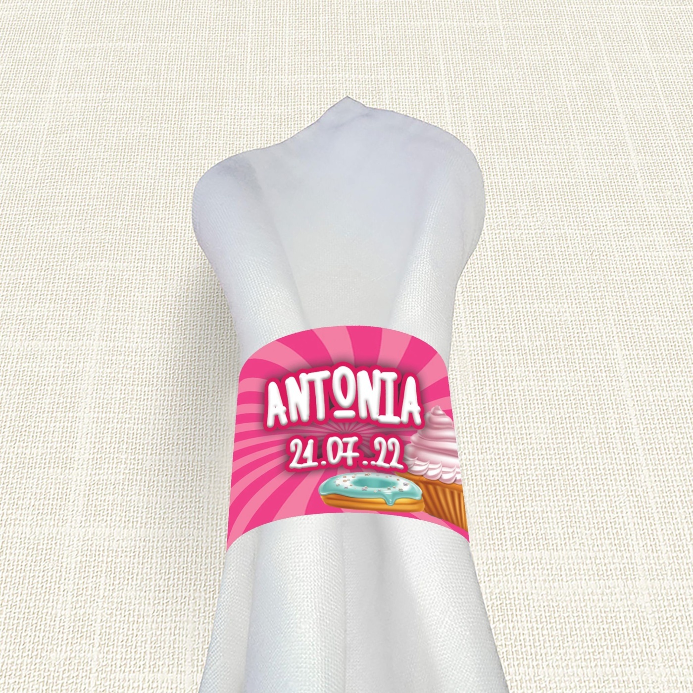 Δαχτυλίδι πετσέτας χάρτινο με όνομα Sweet Shop
