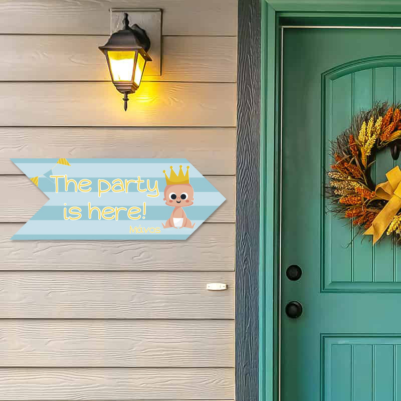 Ξύλινη Πινακίδα 1st Birthday Boy με όνομα βελάκι/40cm*15cm