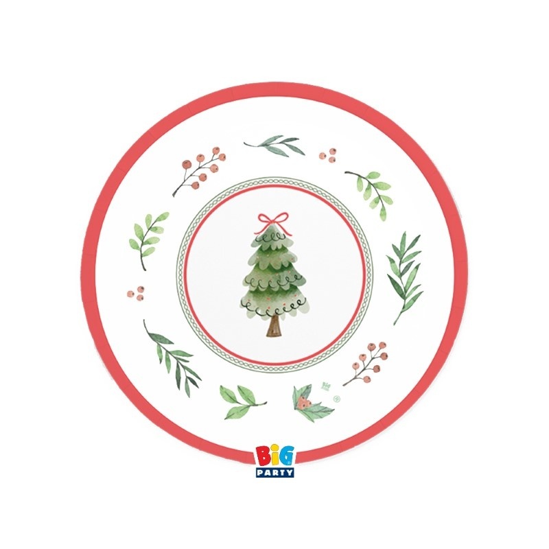 Πιάτα Χάρτινα Γλυκού 18εκ Joyful Christmas / 6 τεμ