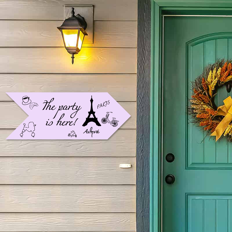 Ξύλινη Πινακίδα Paris με όνομα βελάκι/40cm*15cm