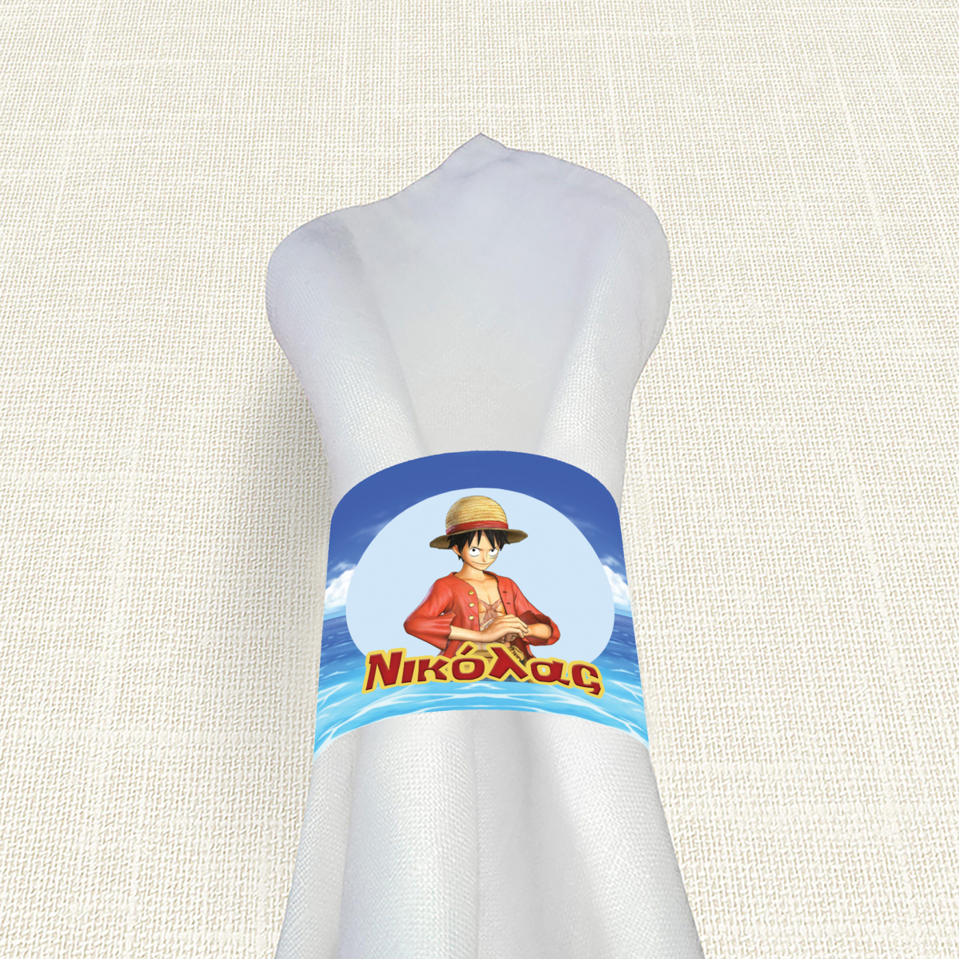 Δαχτυλίδι πετσέτας χάρτινο με όνομα One Piece