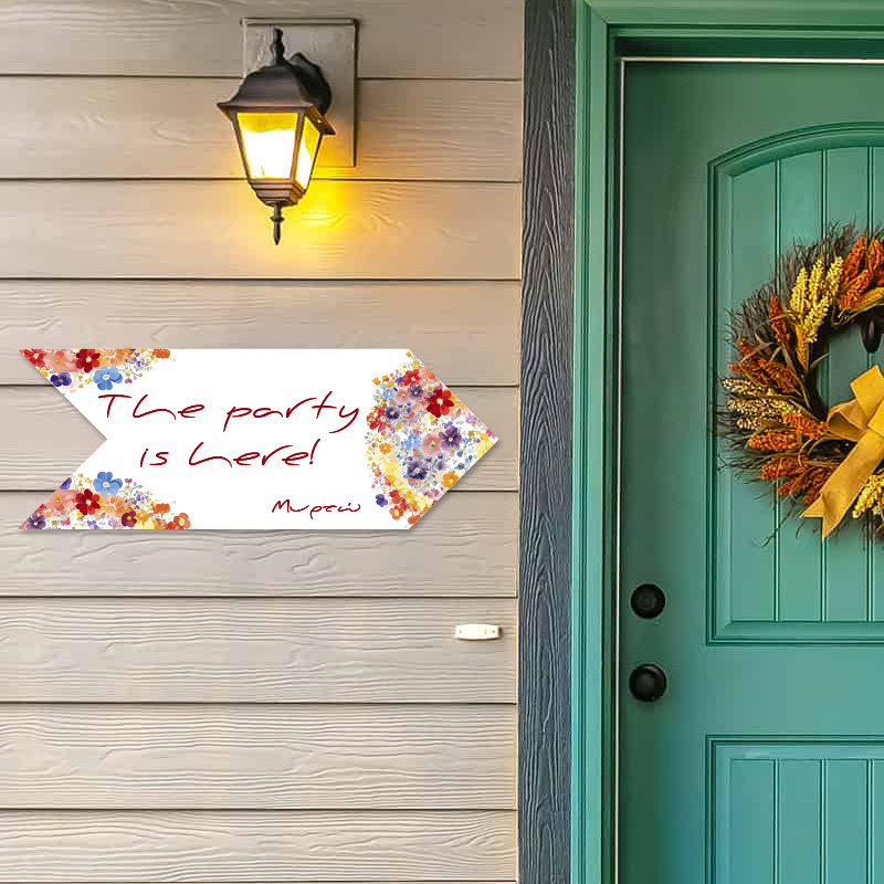 Ξύλινη Πινακίδα Floral με όνομα βελάκι/40cm*15cm