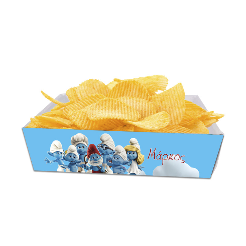 Κουτάκια για πατατάκια Στρουμφάκια με όνομα 8τμχ/ 15cmx10cmx4cm