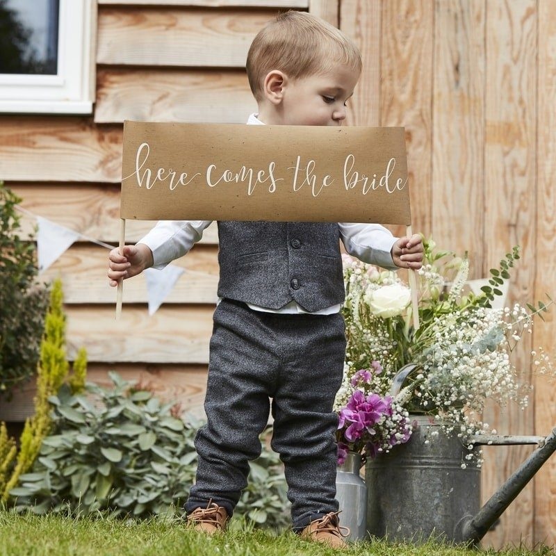 Πινακίδα Rustic Country Here Comes The Bride 45 x 30 εκ.