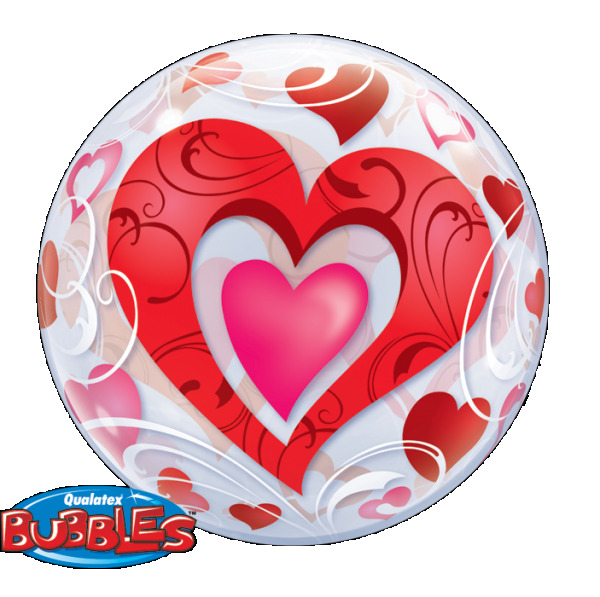 Bubble Μονό 22 Red Hearts & Filigree