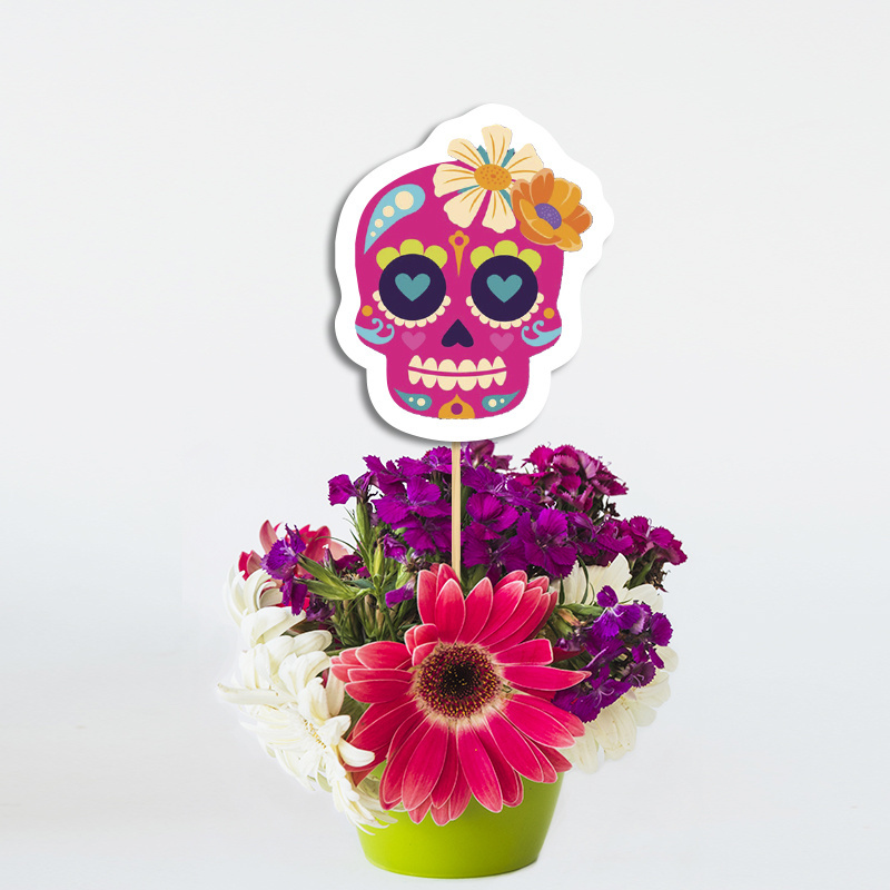 Topper Διακοσμητικό Halloween Νεκροκεφαλές χάρτινο/ 20cm