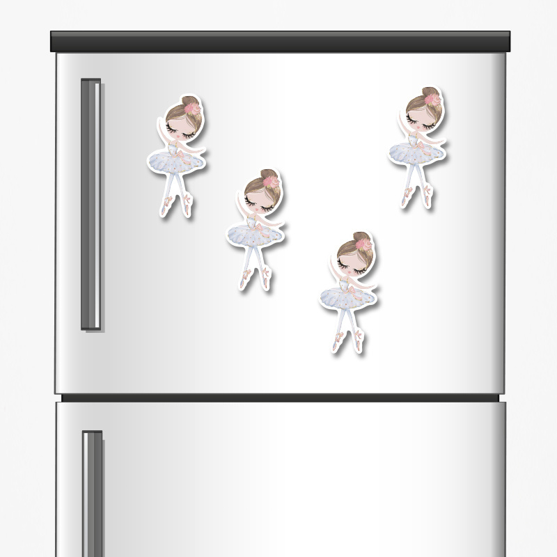 Ξύλινα μαγνητάκια Μπαλαρίνα Pastel 5cm/ 4τμχ