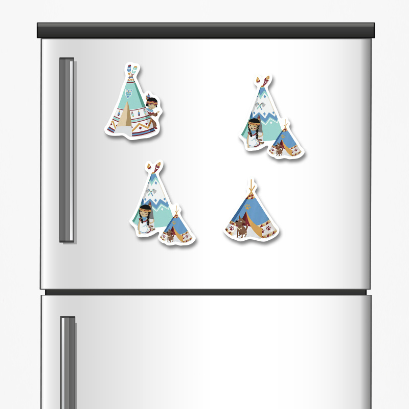 Ξύλινα μαγνητάκια Ινδιάνος 5cm/ 4τμχ