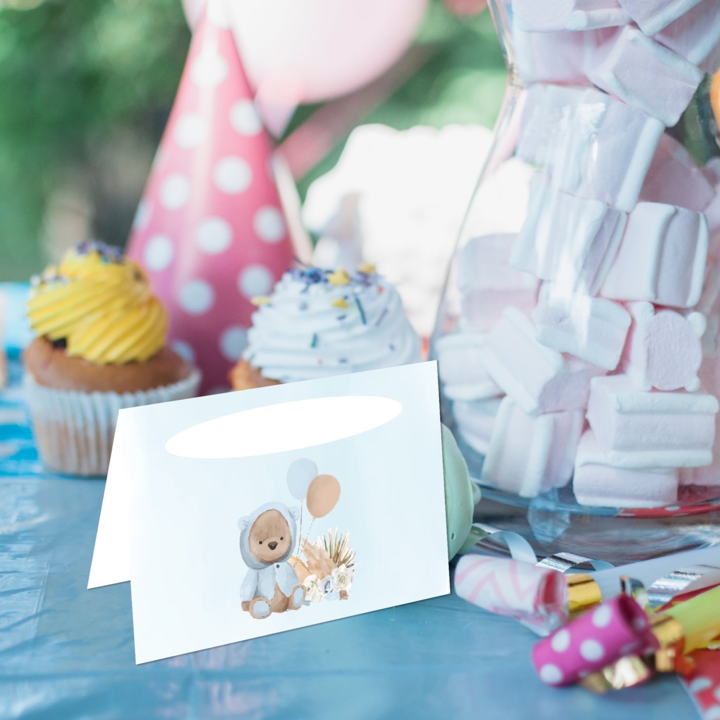 Καρτελάκι Μπουφέ Αρκουδάκι για Αγόρι/ 6τμχ