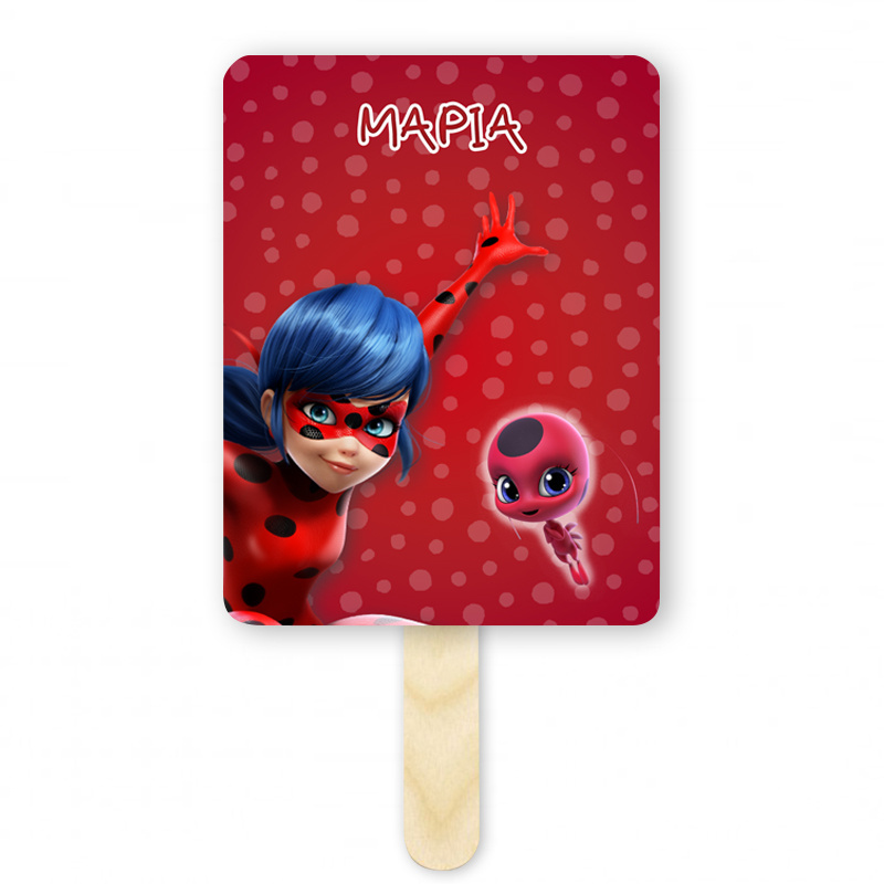 Βεντάλια Χάρτινη με όνομα Miraculous LadyBug ορθογώνια