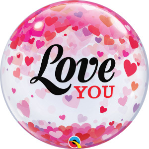 Bubble Μονό Love You Confetti Hearts