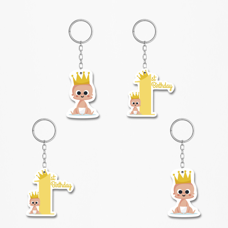 Ξύλινα Μπρελόκ 1st Birthday Boy 5cm/ 4τμχ