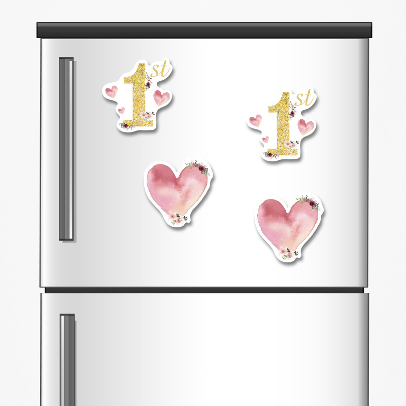 Ξύλινα μαγνητάκια 1st Birthday Girl 5cm/ 4τμχ