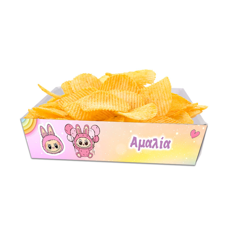 Κουτάκια για πατατάκια Labubu με όνομα 8τμχ/ 15cmx10cmx4cm