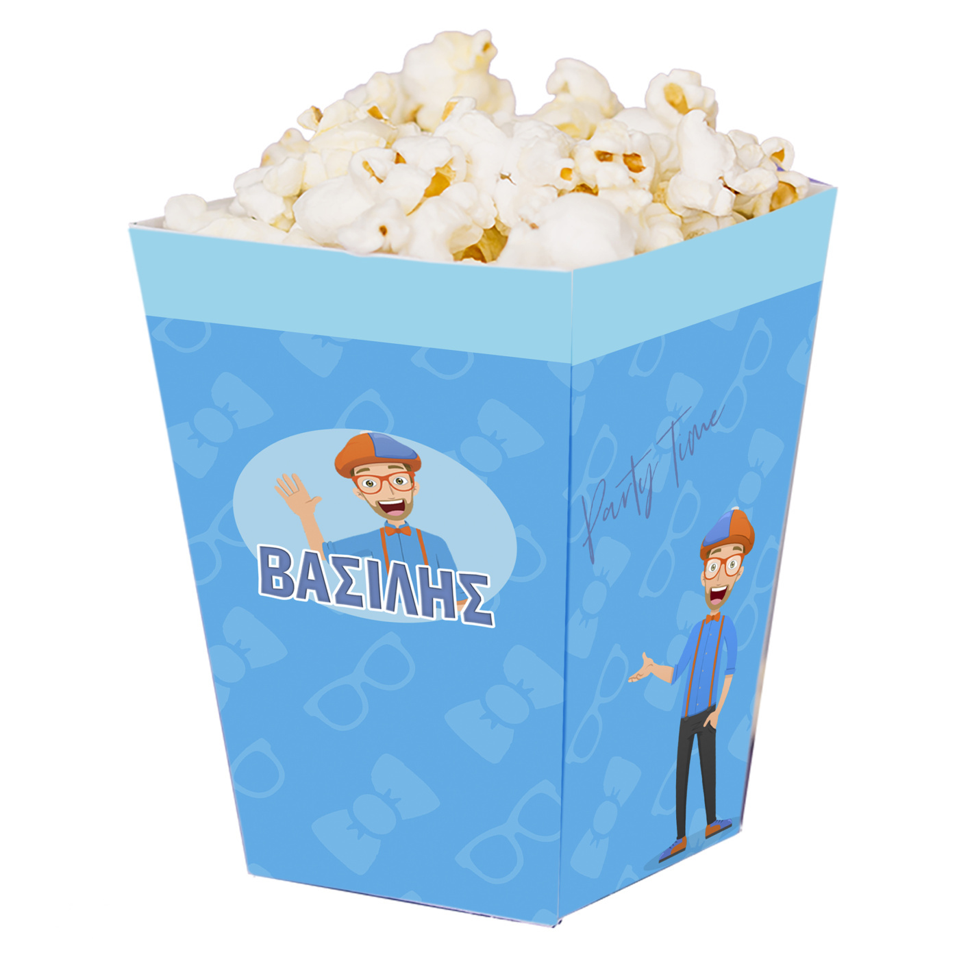 Κουτί Pop Corn με όνομα Blippi 15cmx9cmx9cm