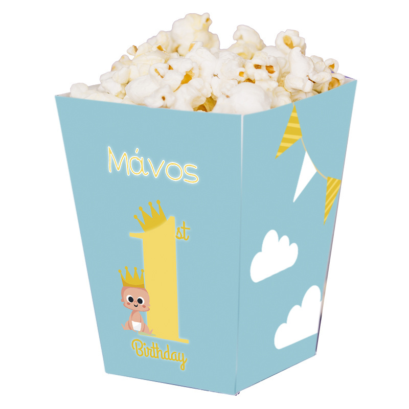 Κουτί Pop Corn με όνομα 1st Birthday boy 15cmx9cmx9cm