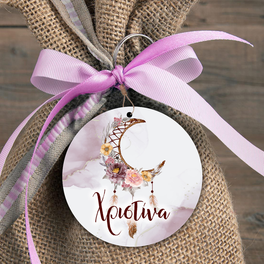 Ξύλινη φιγούρα Ονειροπαγίδα Κορίτσι για μπομπονιέρα