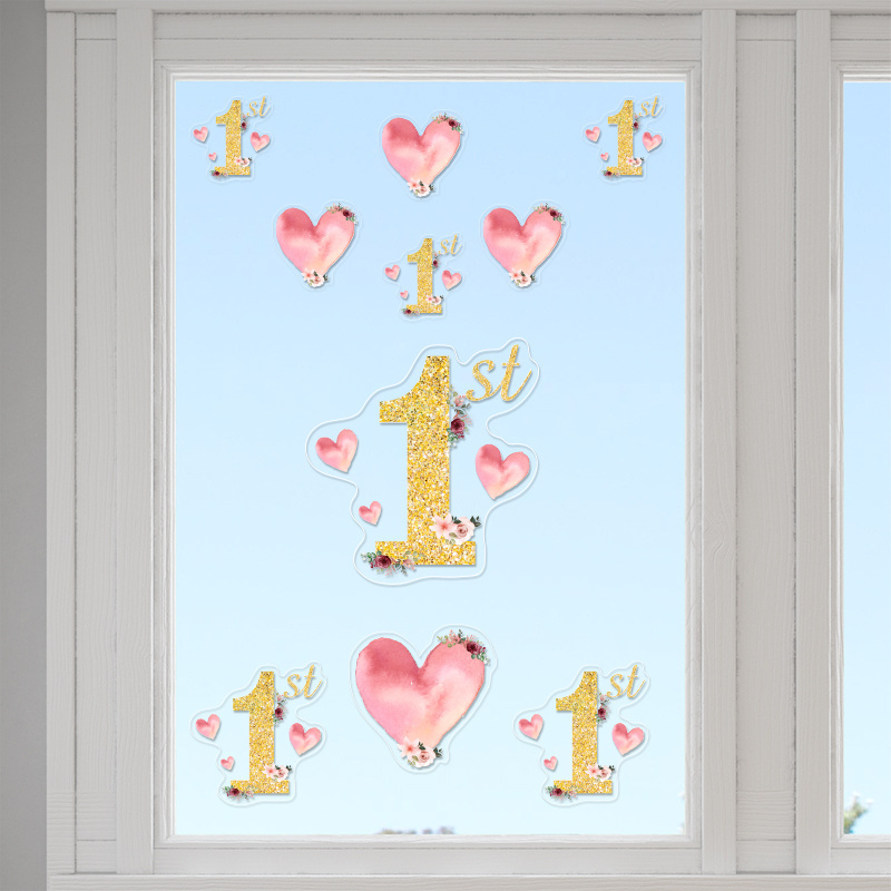 Αυτοκόλλητα τζαμιού 1st Birthday Girl /10 τμχ