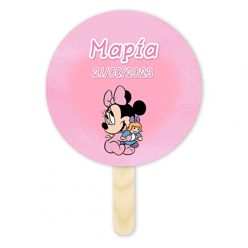 Βεντάλια Χάρτινη με όνομα Baby Minnie κύκλος