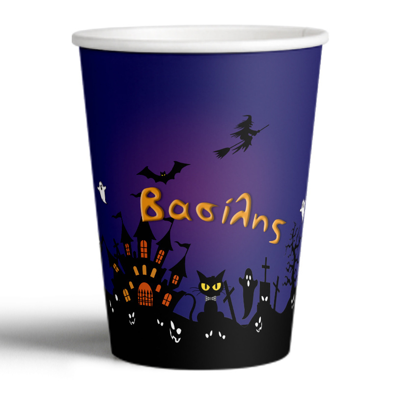 Ποτηράκια χάρτινα με όνομα Halloween Κολοκύθες 250ml/8τμχ