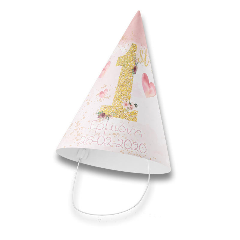 Καπελάκια πάρτυ με όνομα 1st Birthday girl/8τμχ