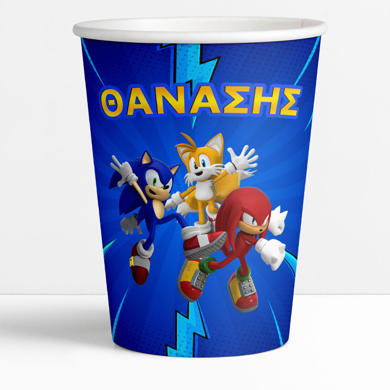 Ποτηράκια χάρτινα με όνομα Sonic / 8τμχ