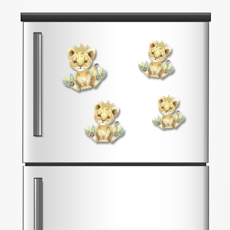 Ξύλινα μαγνητάκια Τιγράκι με Κορώνα 5cm/ 4τμχ