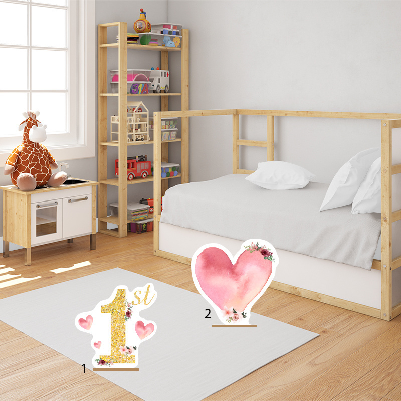 Διακοσμητική φιγούρα 1st Birthday Girl 50cm Ξύλινη με βάση/1 τμχ