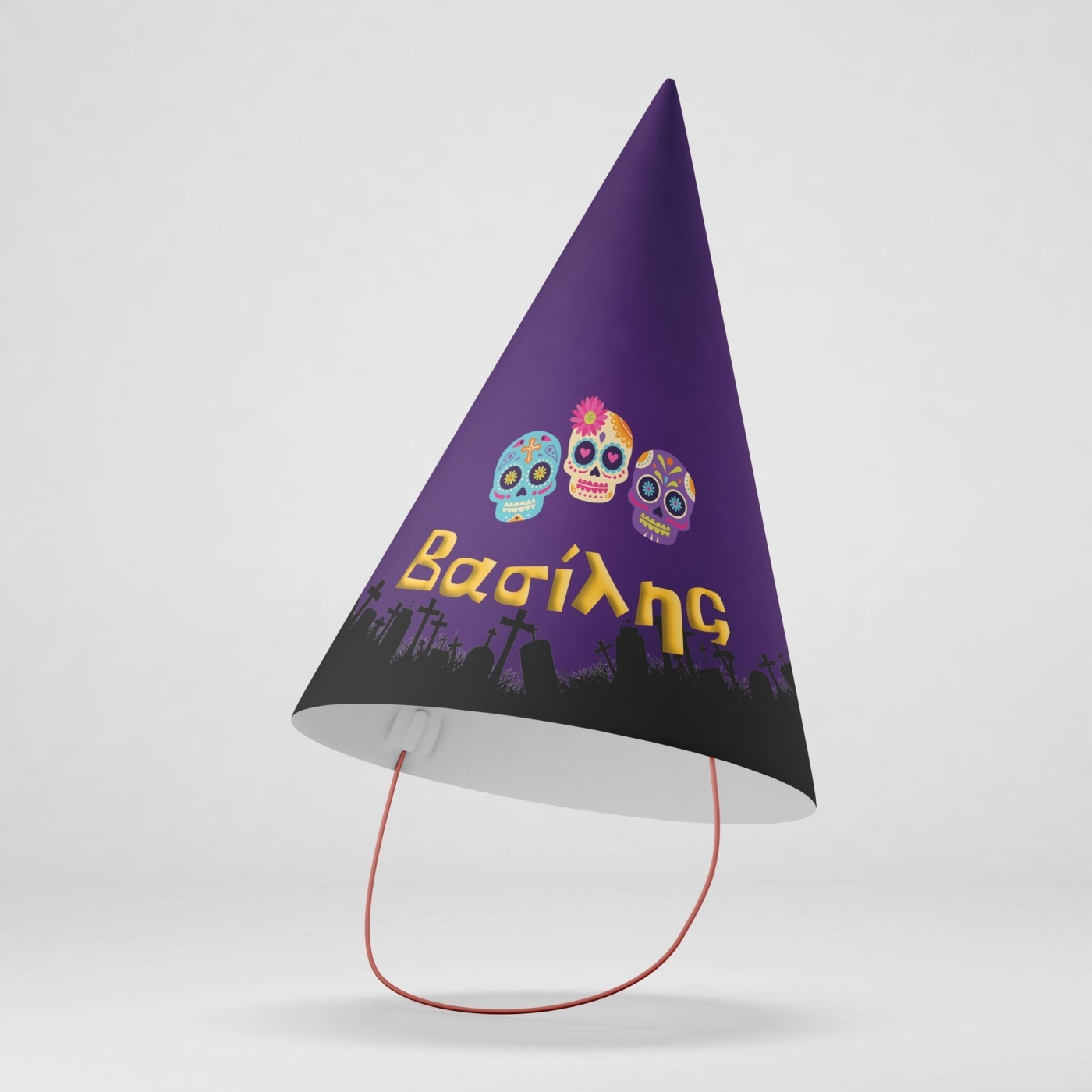 Καπελάκια πάρτυ με όνομα Halloween Νεκροκεφαλές / 8τμχ