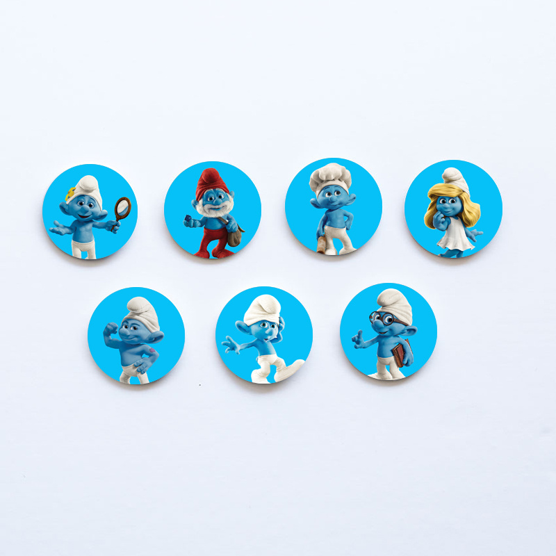 Ξύλινες Κονκάρδες Στρουμφάκια / 8τμχ