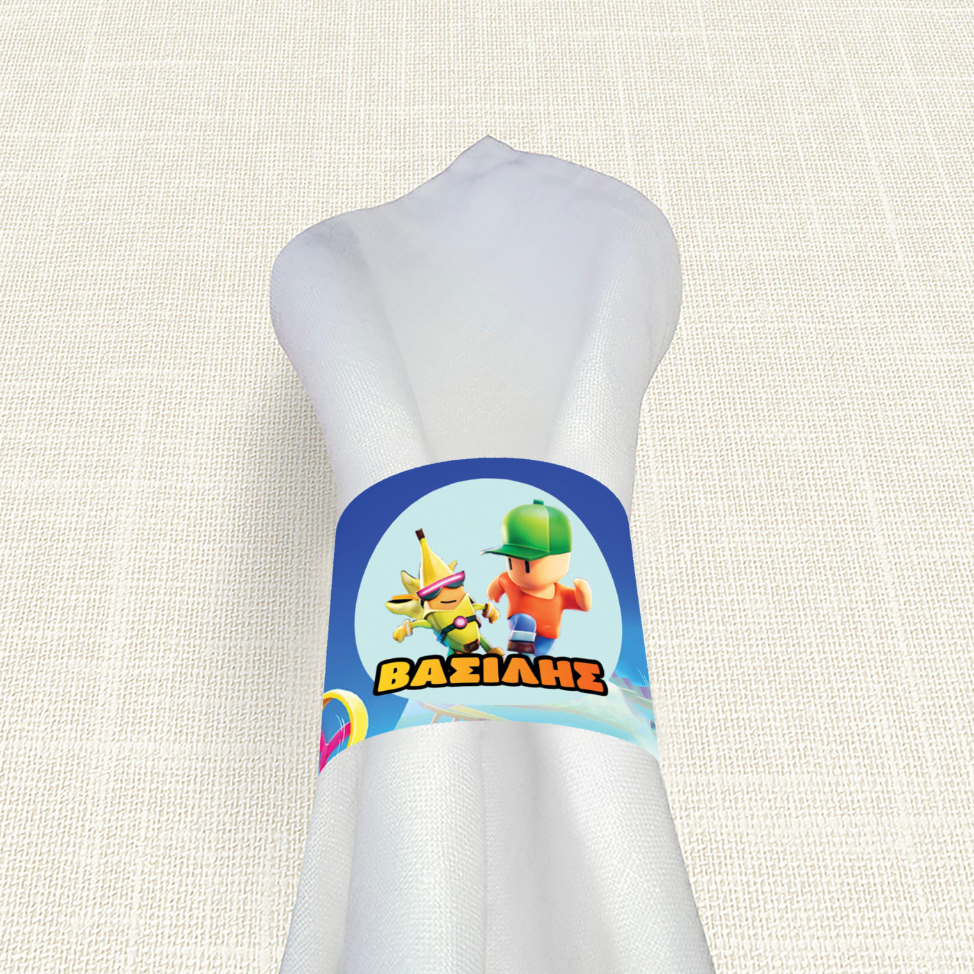 Δαχτυλίδι πετσέτας χάρτινο με όνομα Stumble Guys