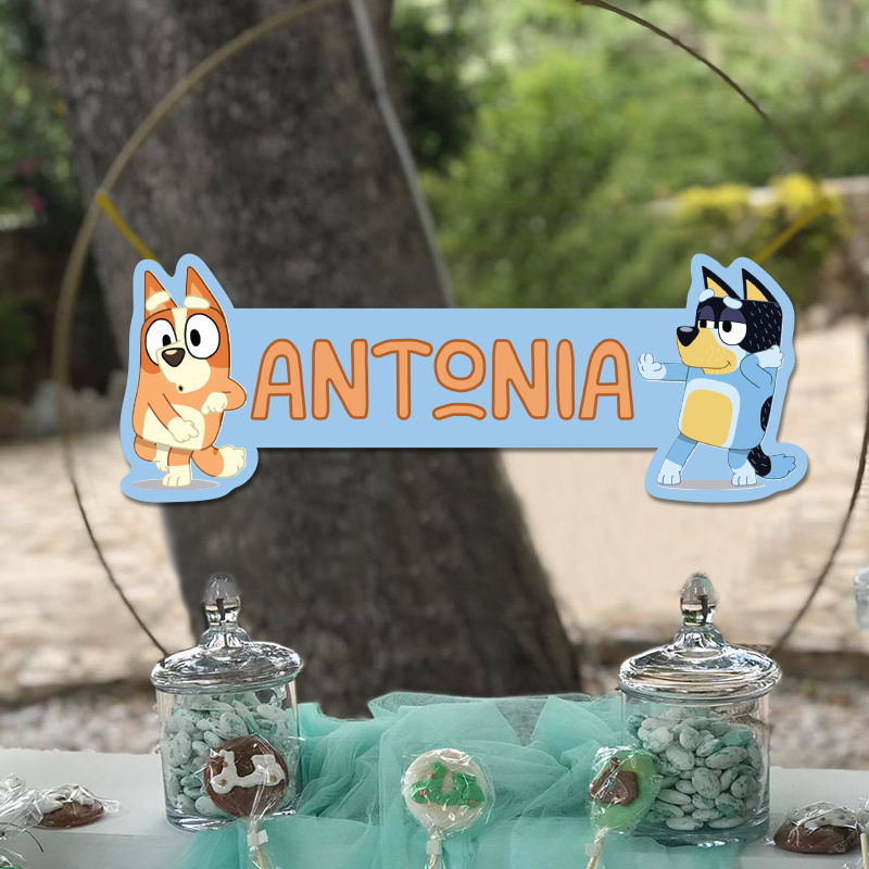 Ξύλινο διακοσμητικό Bluey με όνομα/ 35cm*15cm