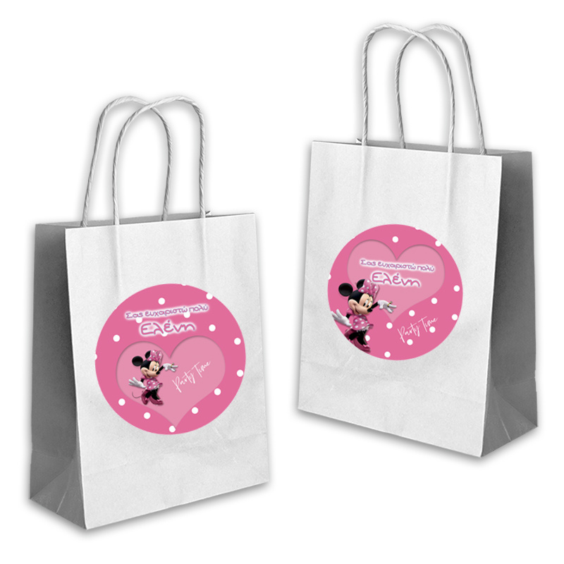 Τσάντα Δώρου Minnie με όνομα χάρτινη / 22cmx18cmx8cm