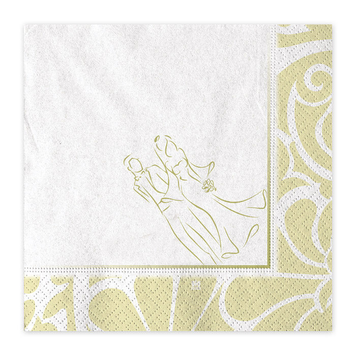 Χαρτοπετσέτες Φαγητού για Γάμο Λευκό & Χρυσό 33 x 33 εκ / 20 τμχ