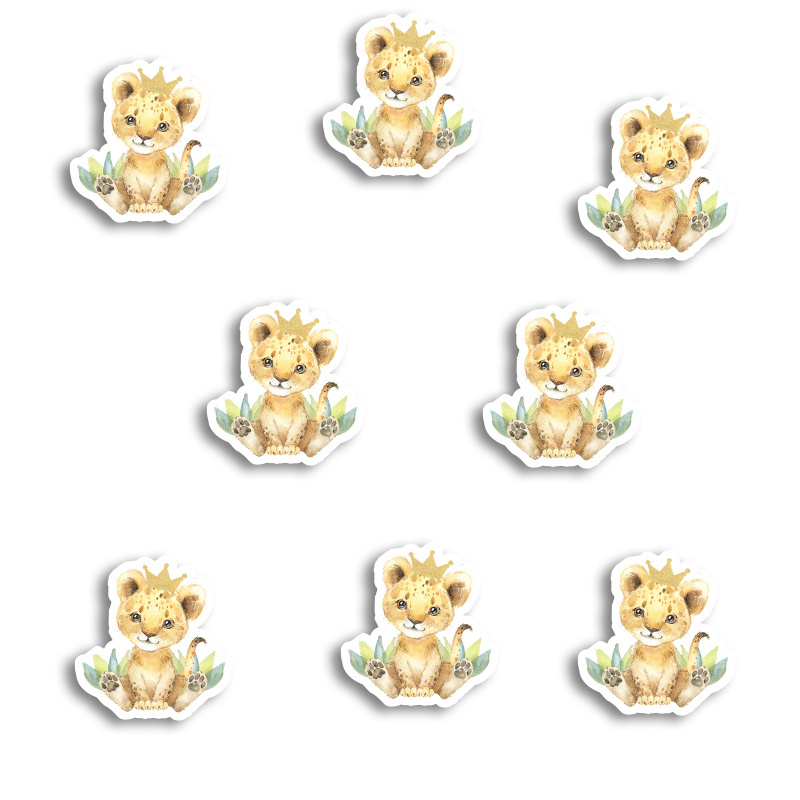 Αυτοκόλλητα Τιγράκι με Κορώνα 5cm / 8τμχ